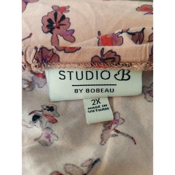 Studio B by Bobeau plus sz 2X Blouse Pink and Purple floral print ss top - Picture 4 of 5